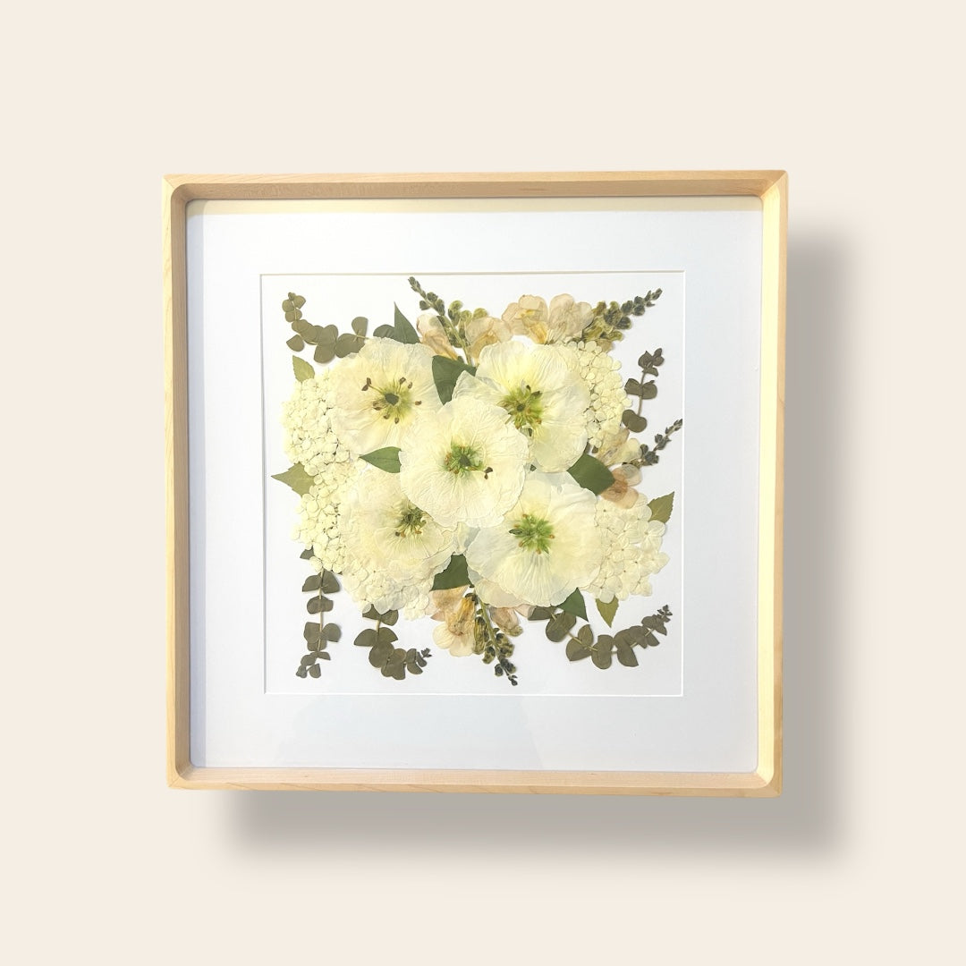 Custom Pressed Floral Frame: 16x16